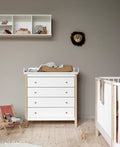 Wood Nursery Dresser 4 Drawers, White/Oak - Le Petit Marché Home Furniture