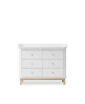 Wood Nursery Dresser 6 Drawers, White/Oak - Le Petit Marché Home Furniture