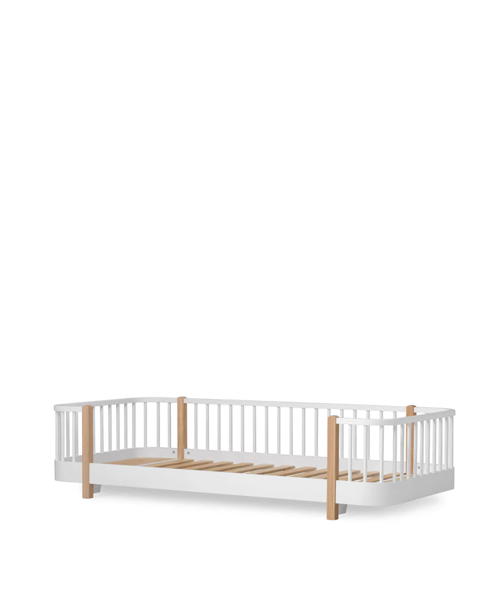 Wood Original Floor Bed, White/Oak - Le Petit Marché Home Furniture