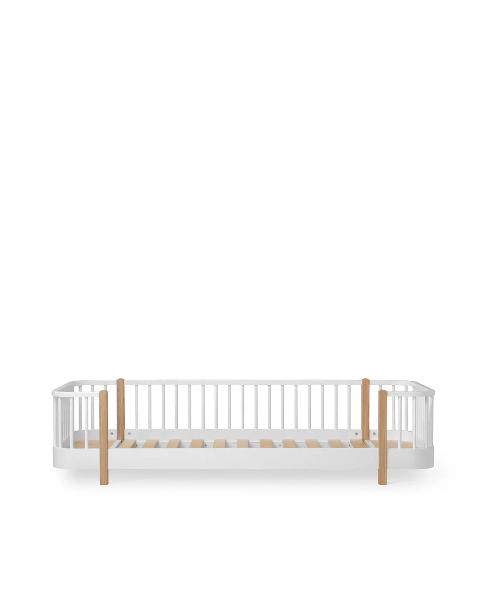 Wood Original Floor Bed, White/Oak - Le Petit Marché Home Furniture