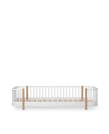 Wood Original Floor Bed, White/Oak - Le Petit Marché Home Furniture