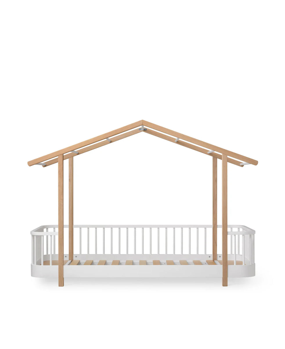 Wood Original House Bed, White/Oak - Le Petit Marché Home Furniture