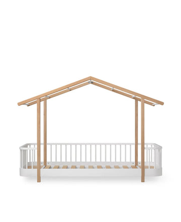 Wood Original House Bed, White/Oak - Le Petit Marché Home Furniture