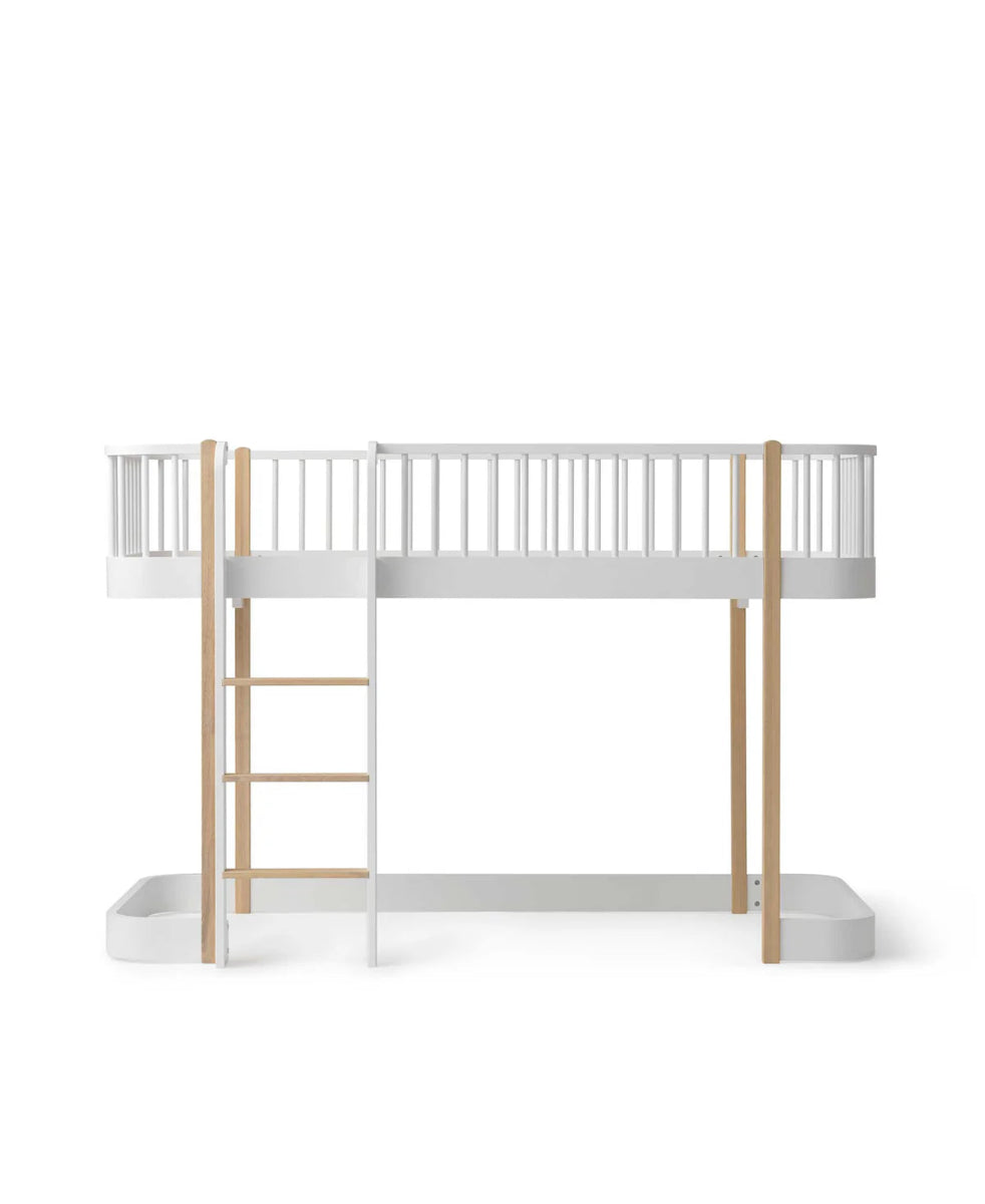 Wood Original Low Loft Bed, White/Oak - Le Petit Marché Home Furniture
