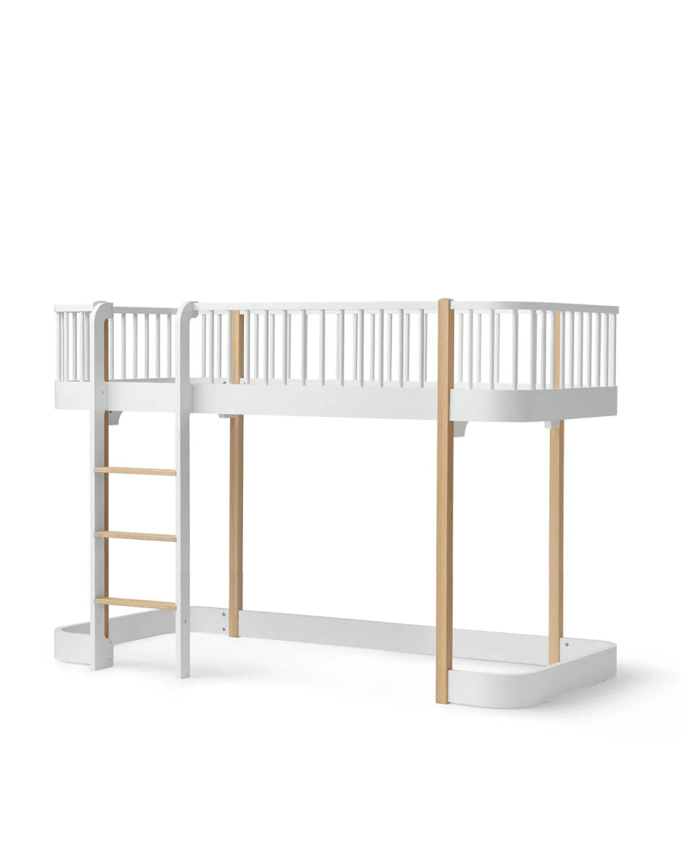 Wood Original Low Loft Bed, White/Oak - Le Petit Marché Home Furniture